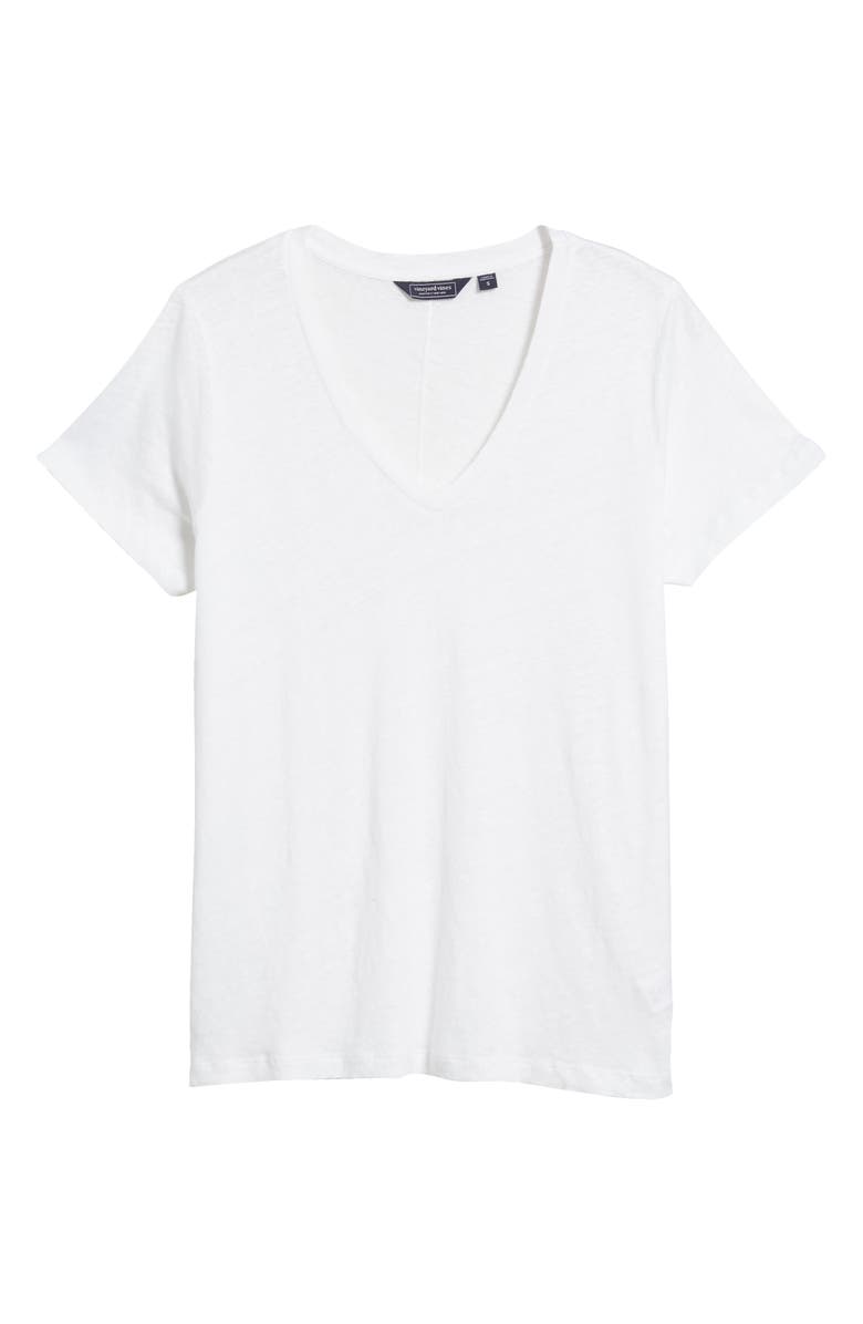 vineyard vines V-Neck Linen T-Shirt, Alternate, color, 