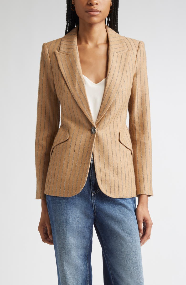 L'AGENCE Chamberlin Charcoal Stripe Blazer, Main, color, Tan Charcoal Stripe