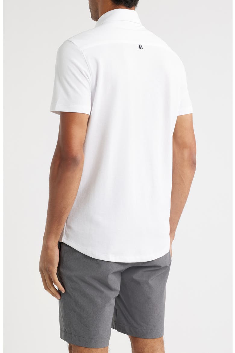 Solid Technical Piqué Knit Short Sleeve Button-Up Shirt, Alternate, color, WHITE