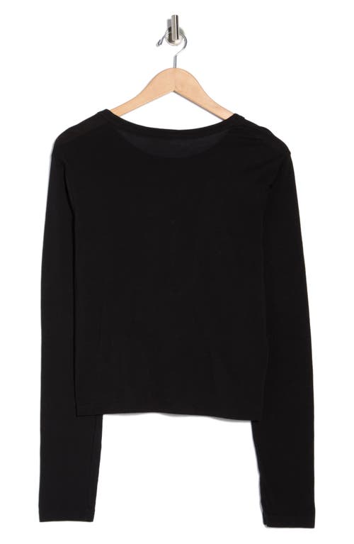 Buck Mason Boxy Long Sleeve Crop T-shirt In Black
