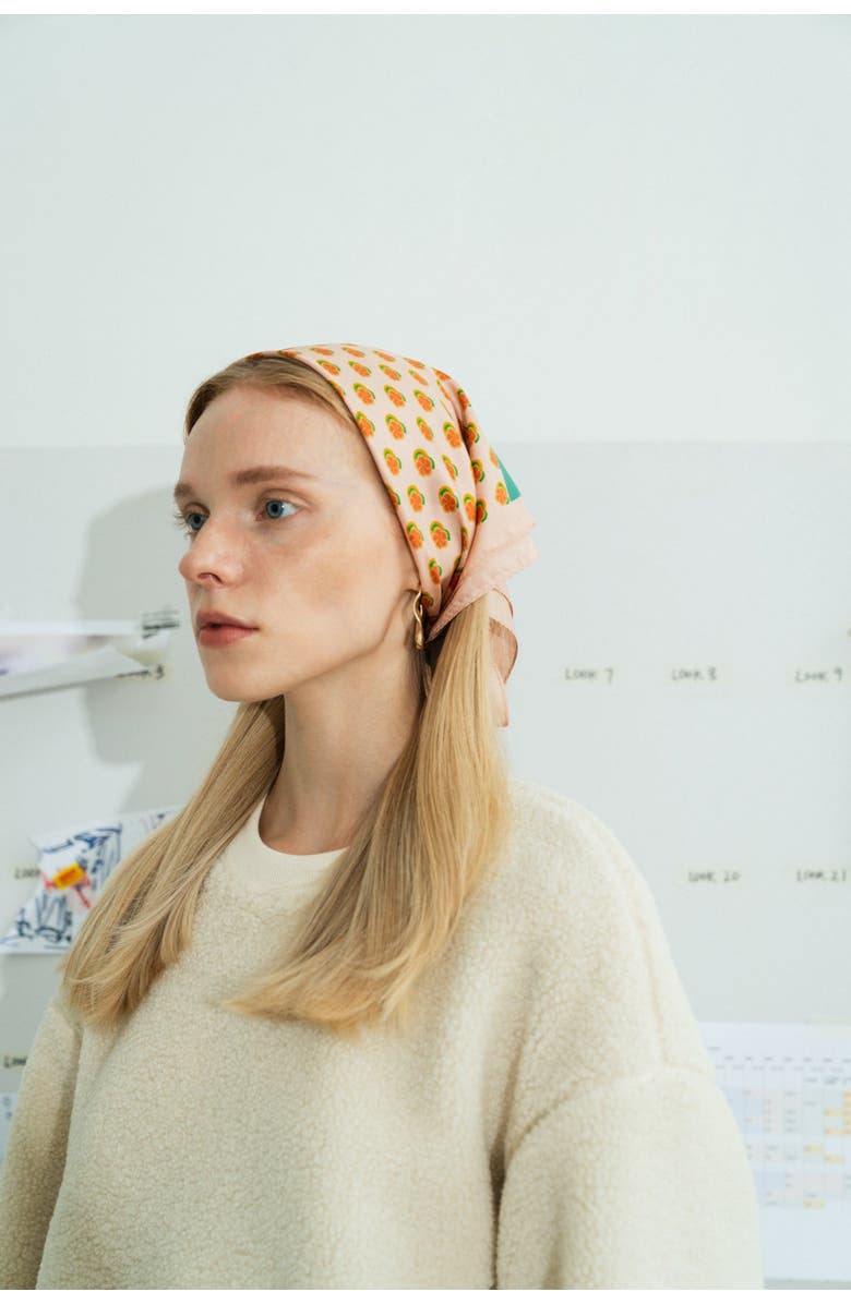 Lost Pattern NYC "Pan Pan" Silk Bandana, Alternate, color, Orange