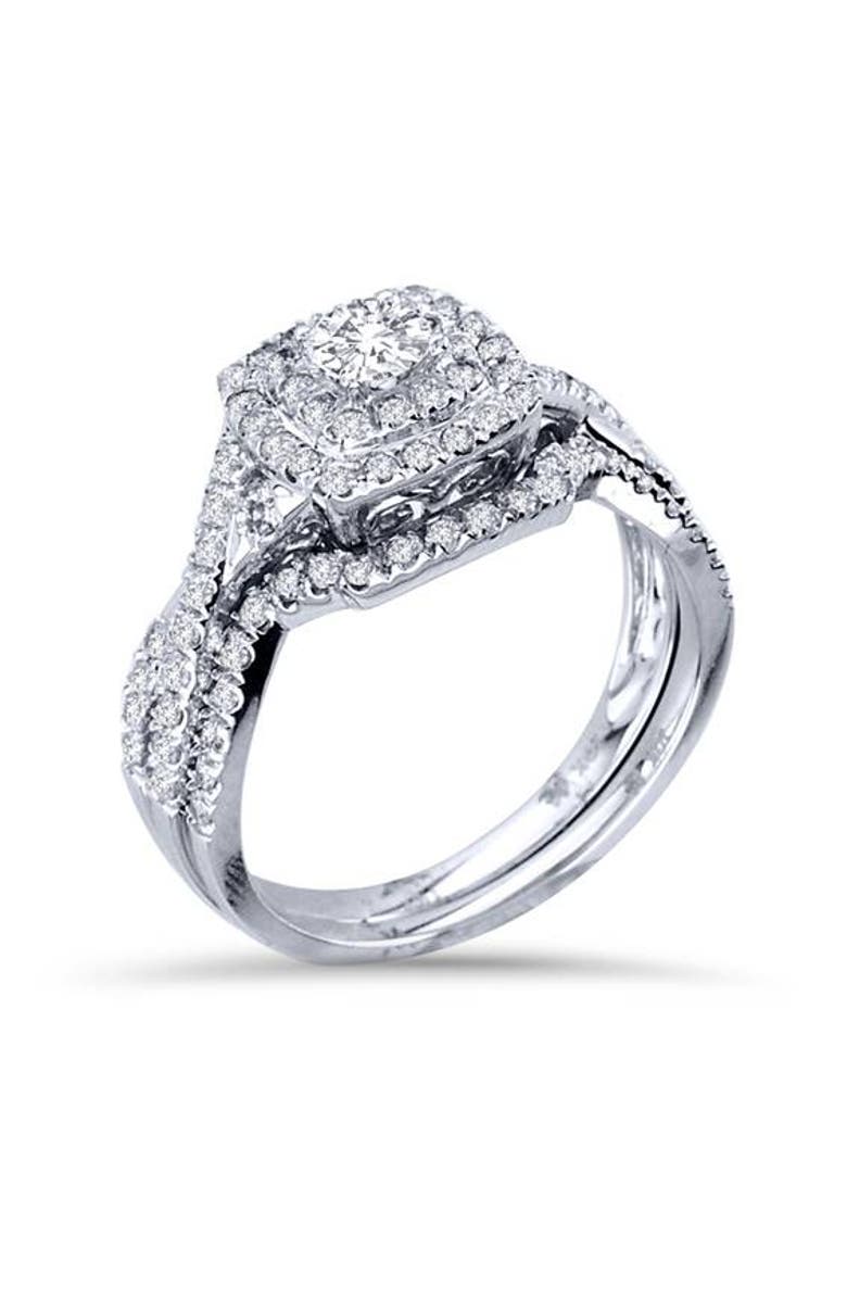 Bliss Diamond 1 1/10ct Cushion Diamond Halo Engagement Ring Set 10K Gold, Alternate, color, 