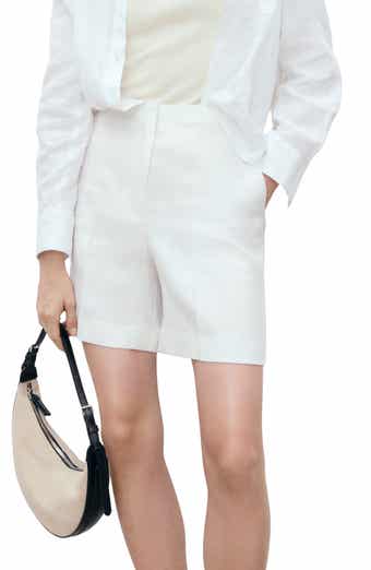 MANGO Straight Fit Linen Shorts