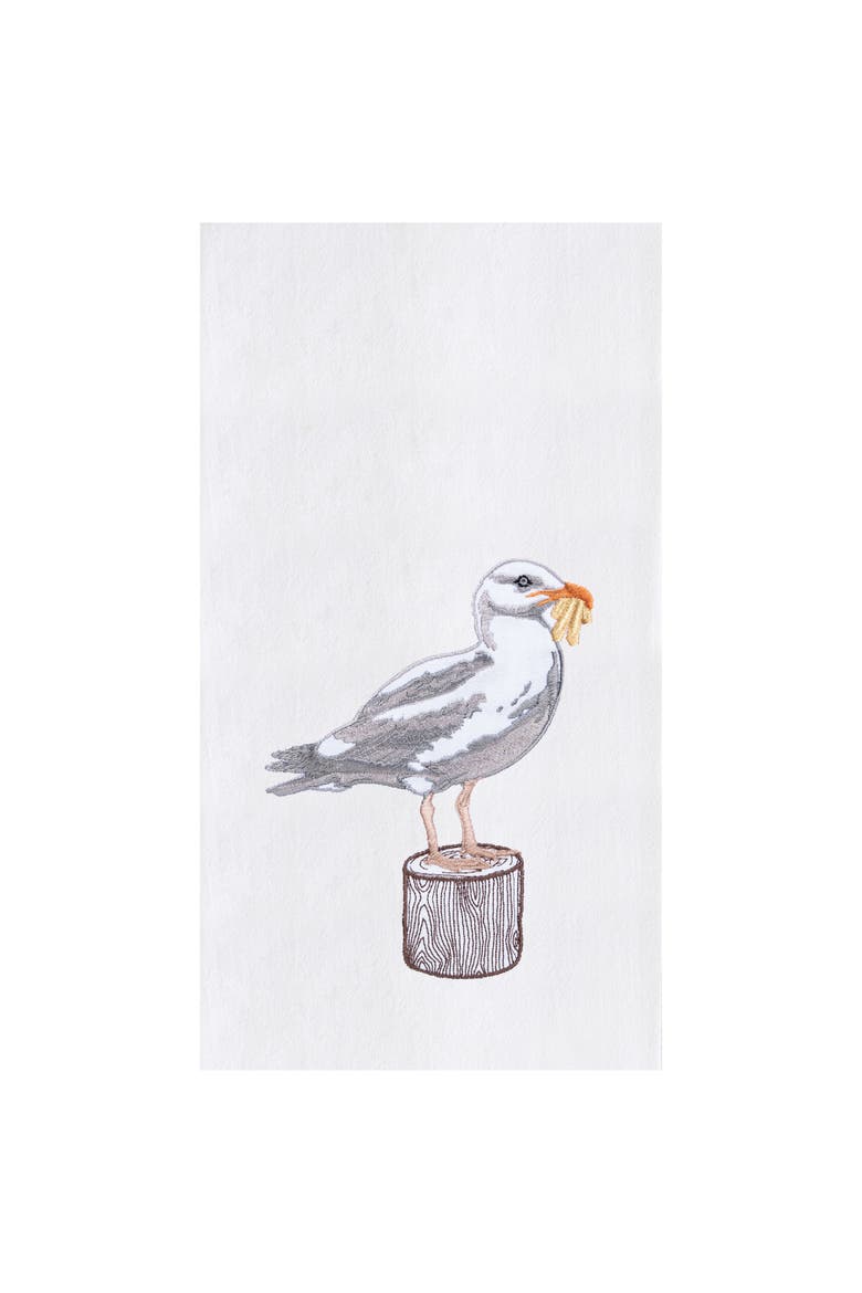 Seagull & French Fry Kitchen and Bathroom Embroidered Hand Towel, Main, color, Gray