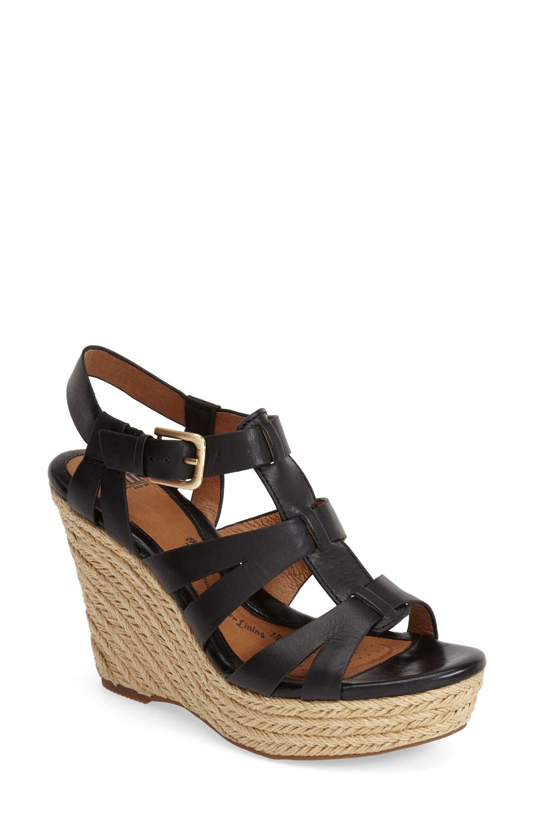 'Pahana' Espadrille Wedge Sandal, Main, color, BLACK
