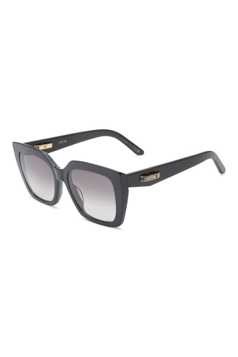 CDior S5I 55mm Square Sunglasses, Alternate, color, SHINY BLACK / GRADIENT SMOKE