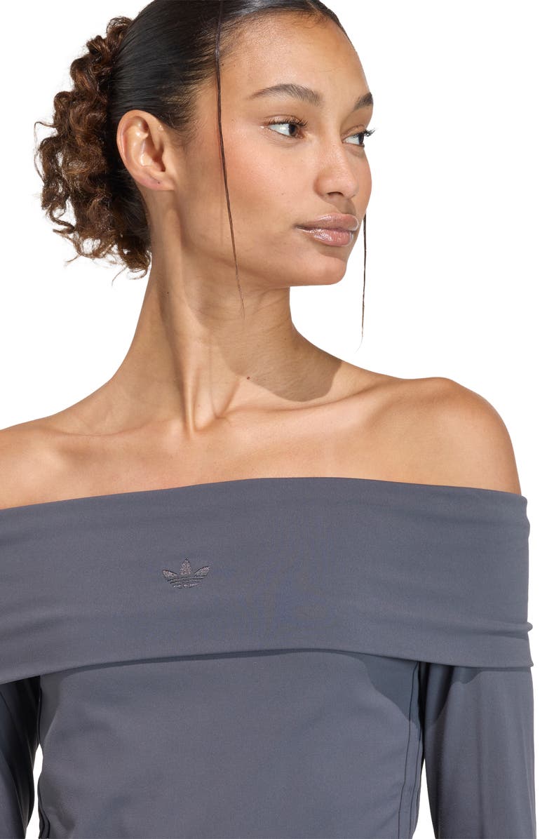 adidas Originals Essentials Off the Shoulder Long Sleeve Top, Alternate, color, Utility Black