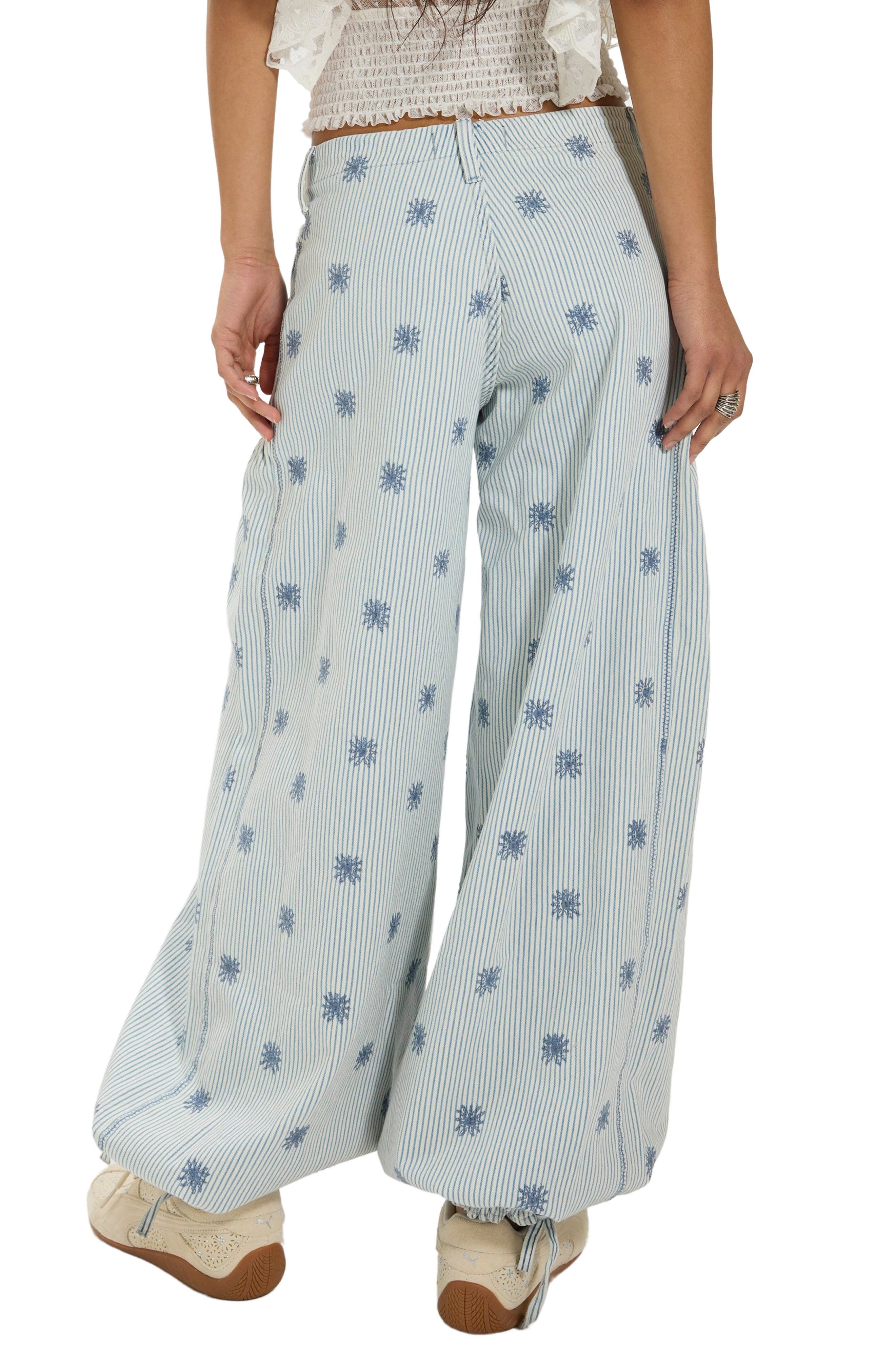 Lotus Embroidered Railroad Stripe Jeans - image 2