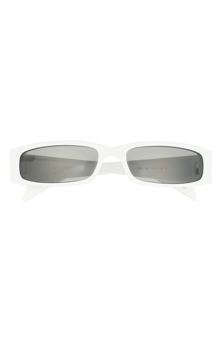 Gucci 58mm Rectangular Sunglasses, Main, color, White White Grey