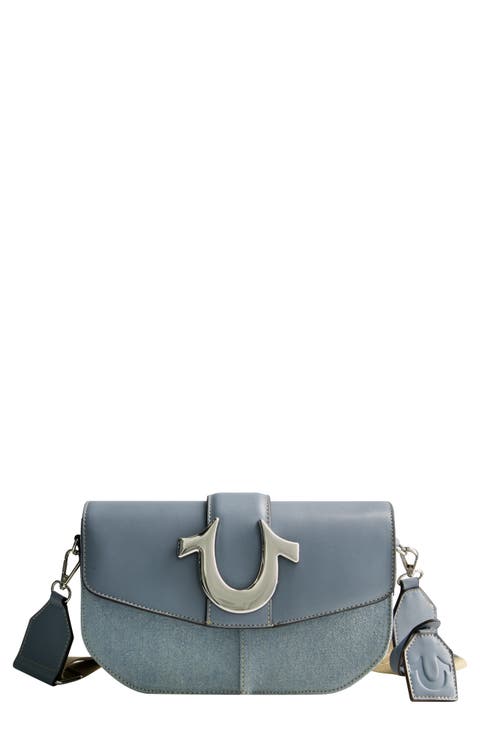 Denim Saddle Bag with Oversized Horseshoe Logo