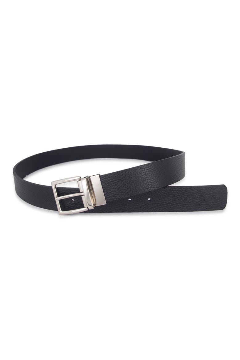 Pebble Leather Belt, Alternate, color, BLACK/ PALLADIUM