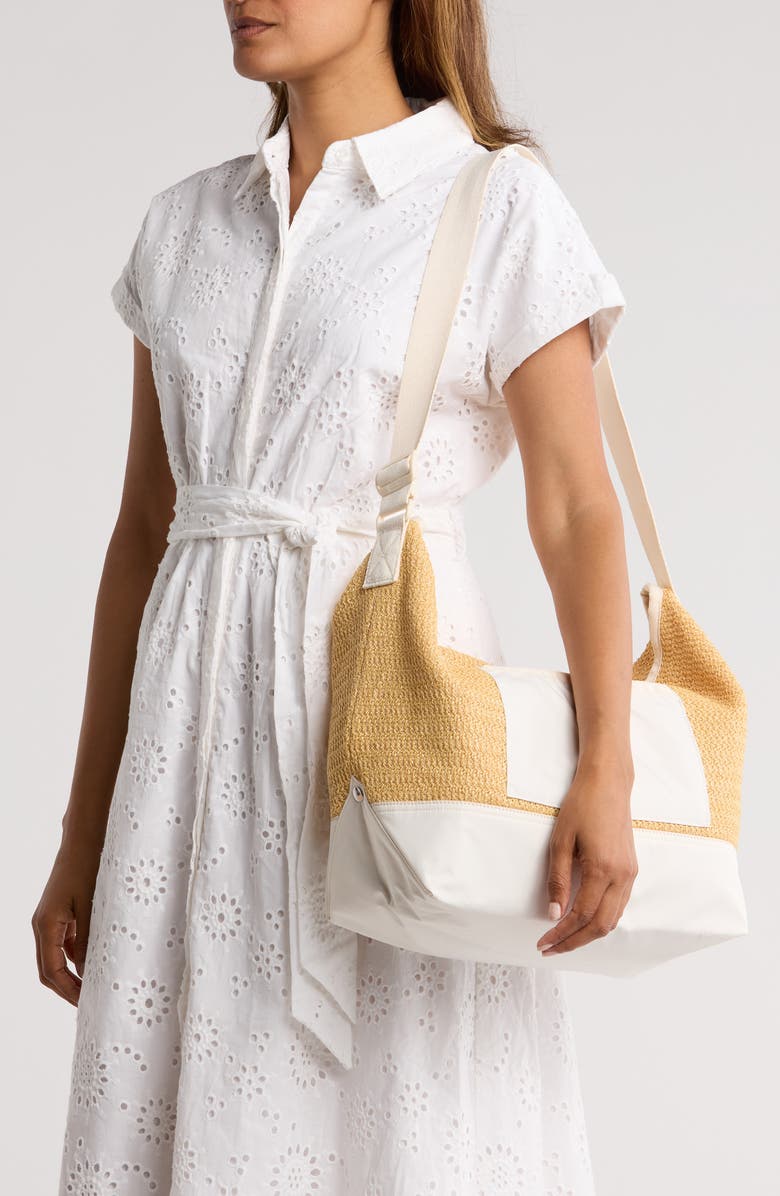 LeSportsac Raffia Large Shoulder Bag, Alternate, color, Meringue Raffia