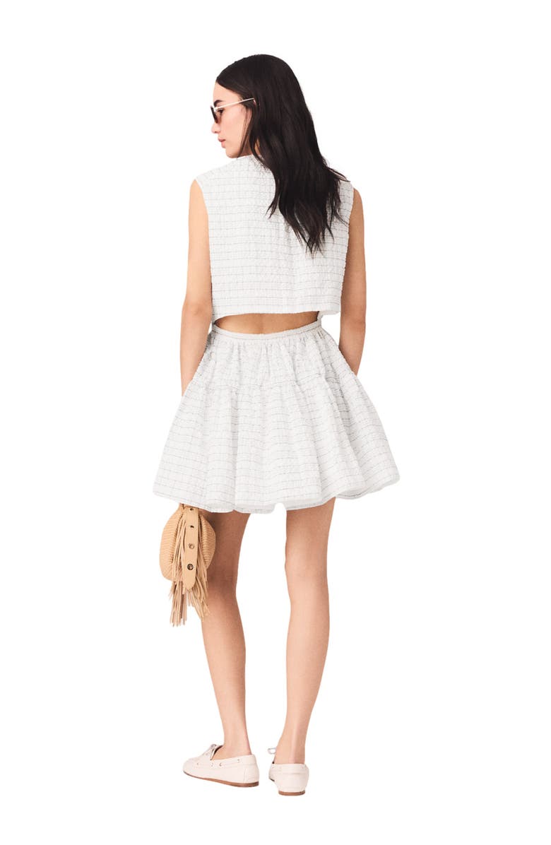 maje Short flared open-back dress, Alternate, color, White