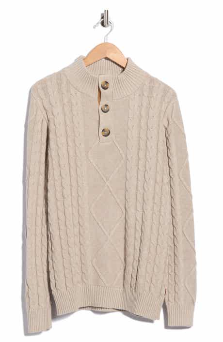 Mock Neck Cable Knit Cotton Sweater