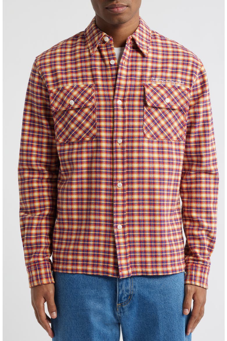 Skyline Embroidered Plaid Button-Up Shirt, Alternate, color, RED