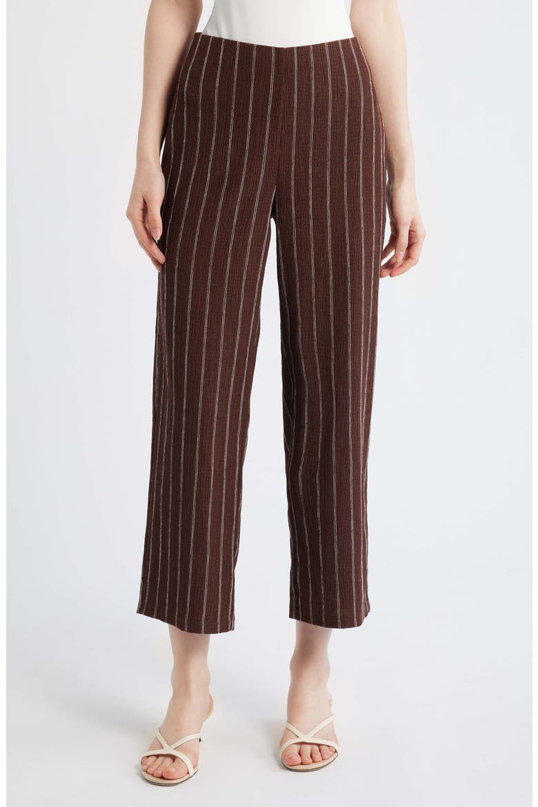 Wide Leg Crop Pants, Main, color, DK CHOC/ WHT DV