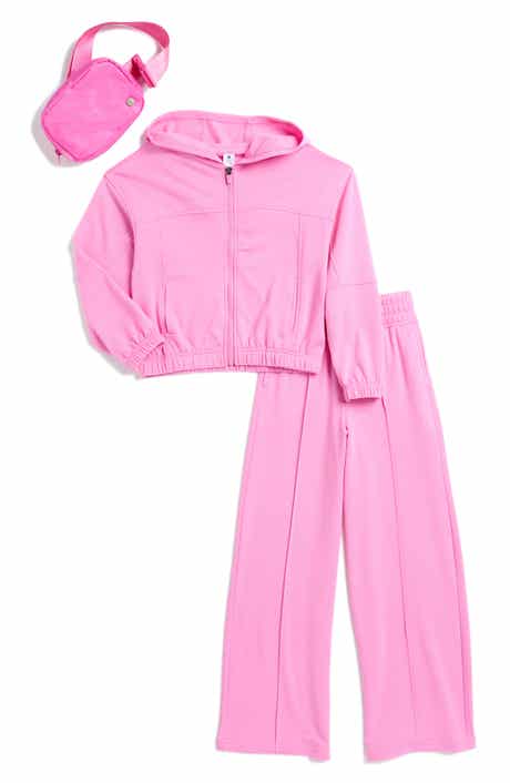 YOGALICIOUS Kids' Brushed French Terry Zip Hoodie, Pants & Belt Bag Set