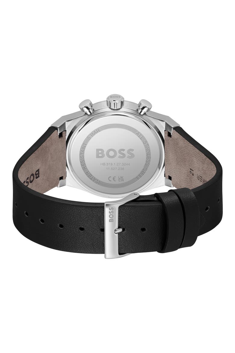 Candor Chronograph Leather Strap Watch, 41mm, Alternate, color, BLACK DIAL