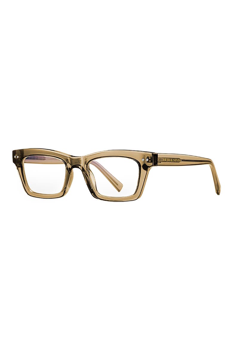 Cove 49mm Rectangular Blue Light Blocking Glasses, Alternate, color, TRANSPARENT OLIVE