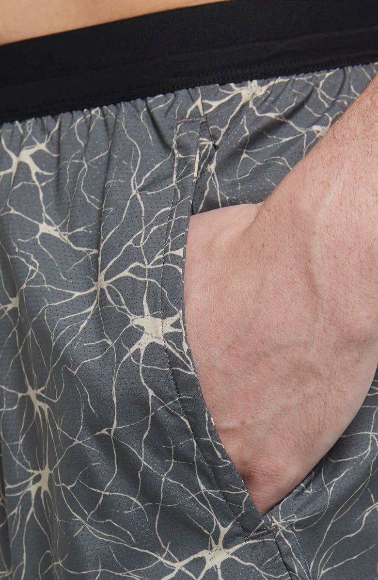 Nike Stride Water Repellent Mesh Running Shorts, Alternate, color, Iron Grey/ Peach Cream