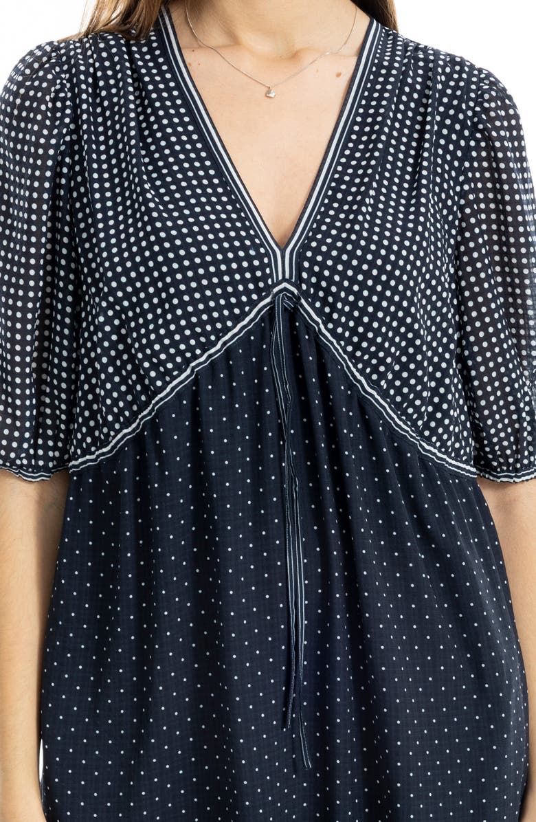 MAX STUDIO Babydoll Midi Dress, Alternate, color, Navy/ Cream