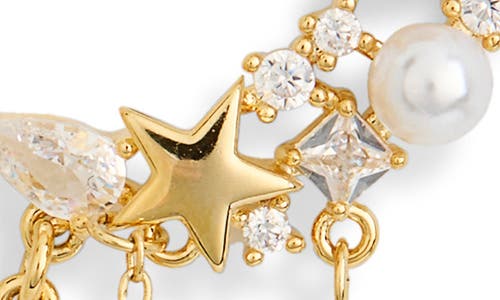 Eye Candy Los Angeles Rumi Cz Moon Drop Earrings In Gold