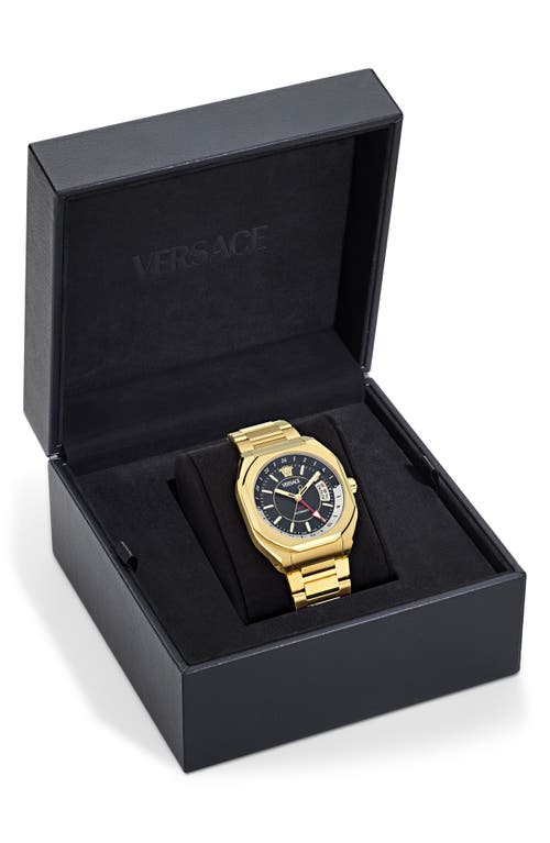Versace Men's Swiss Automatic V-contempo Gmt Gold Ion Plated Bracelet Watch 40x48mm In Ip Yellow Gold