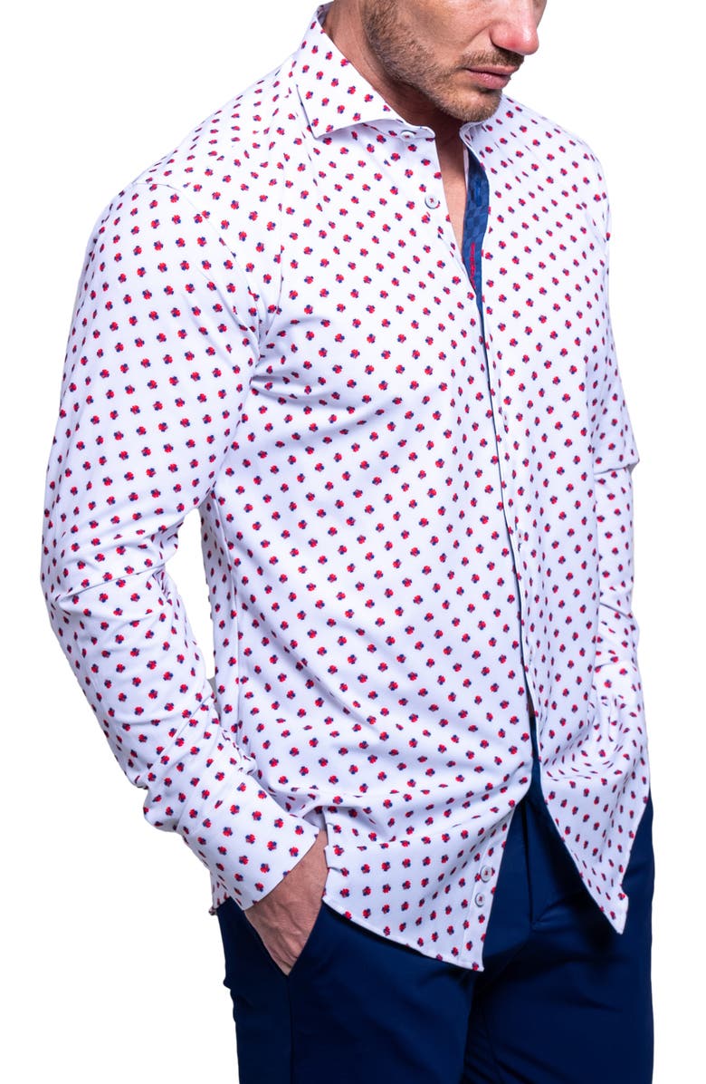 Maceoo Einstein Resistance Contemporary Fit Stretch Button-Up Shirt, Alternate, color, White