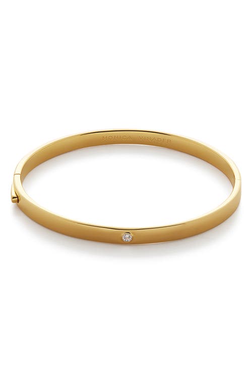 Monica Vinader Essential Lab Grown Diamond Solitaire Hinged Bangle Bracelet in 18K Gold Vermeil 