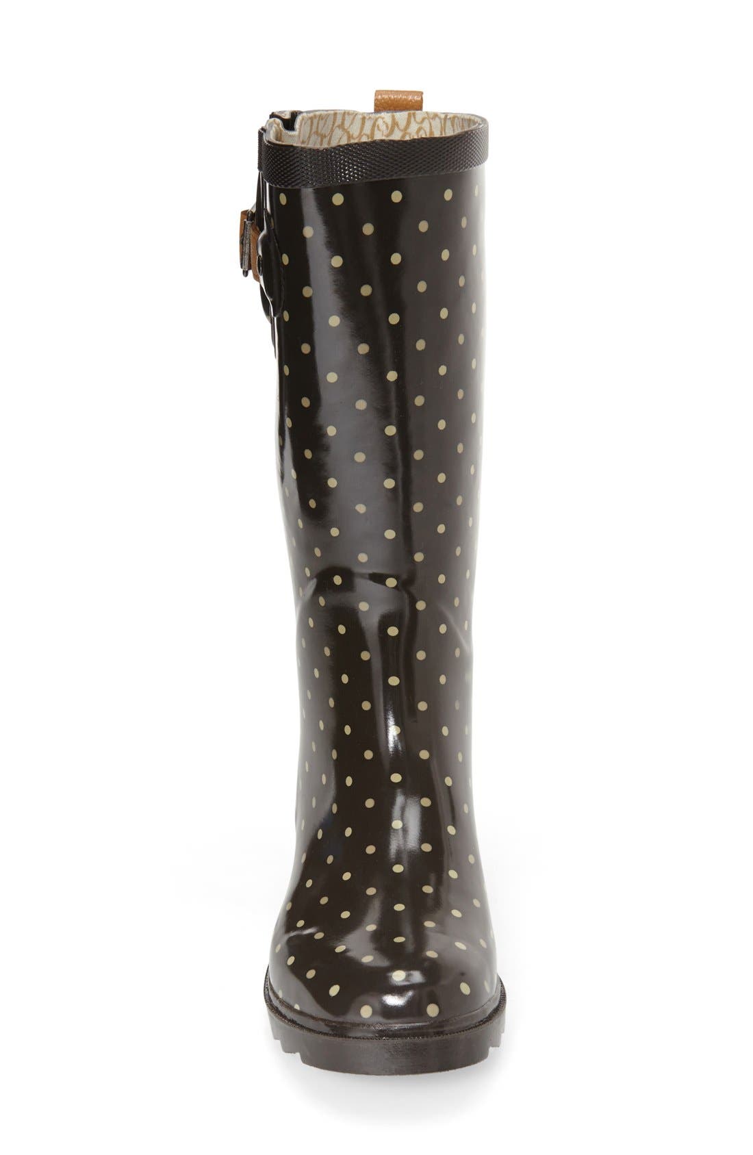 'Classic Dot' Rain Boot, Alternate, color, ESPRESSO