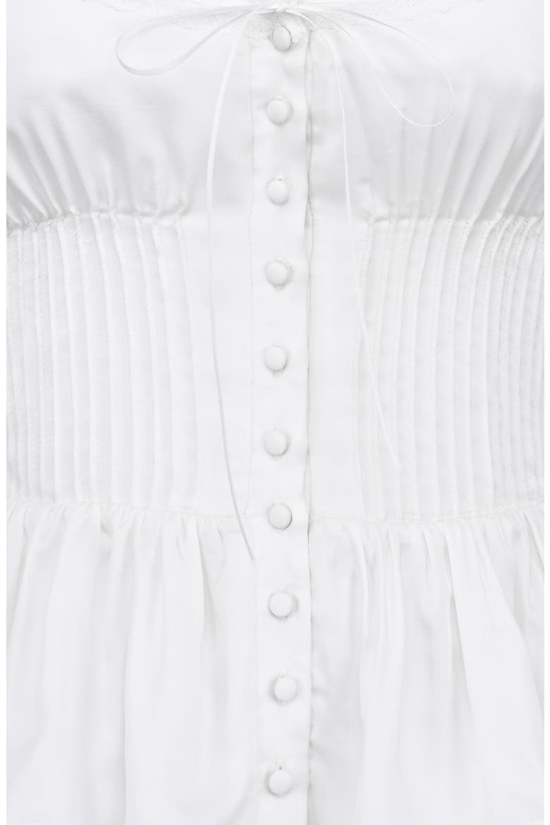 Effie Lace Trim Button-Up Dress, Alternate, color, WHITE