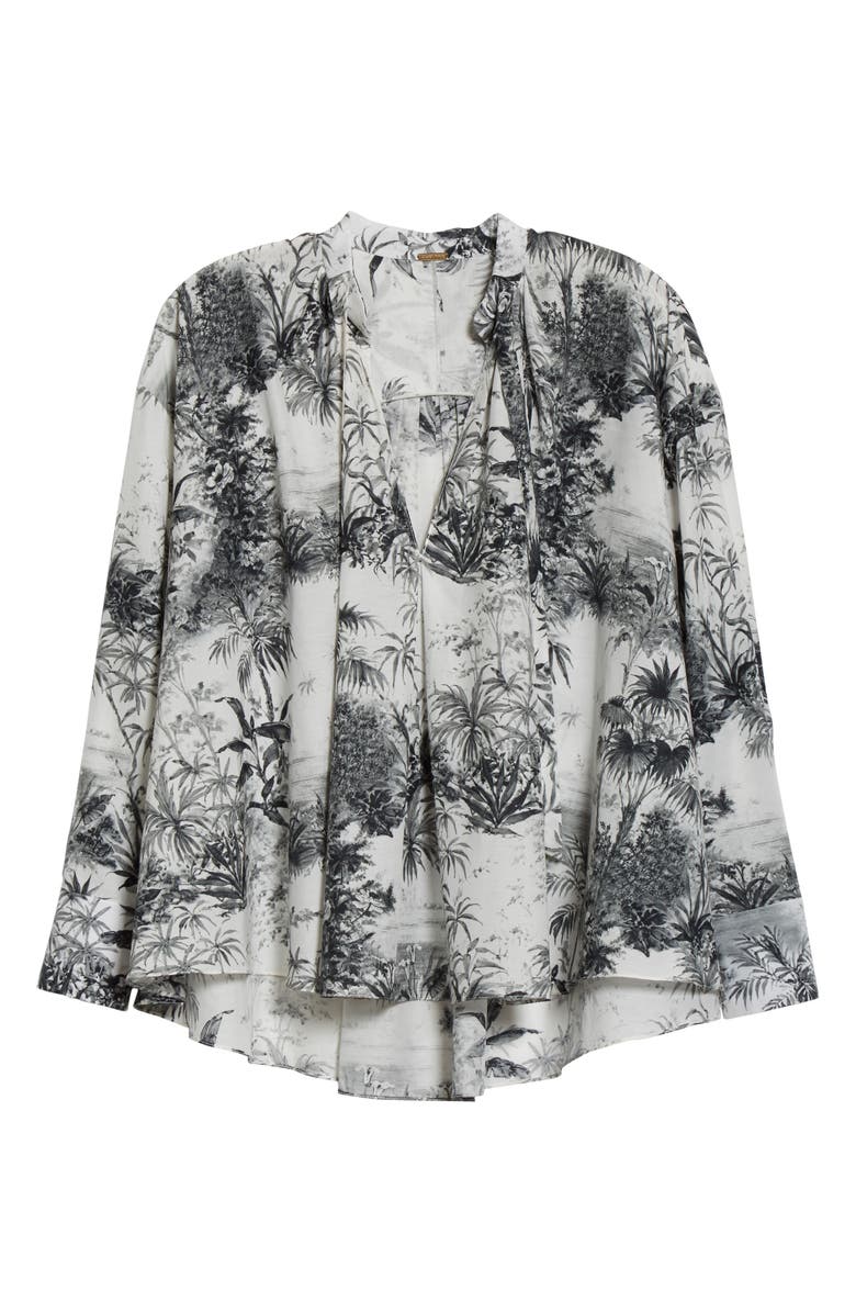 Adam Lippes Palm Print Cotton & Silk Voile Top, Alternate, color,