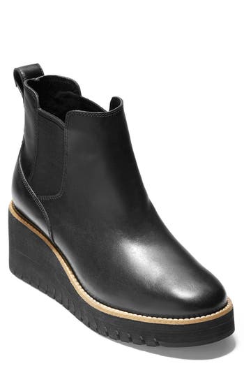Cole Haan Zerogrand Waterproof City Wedge Bootie In Black