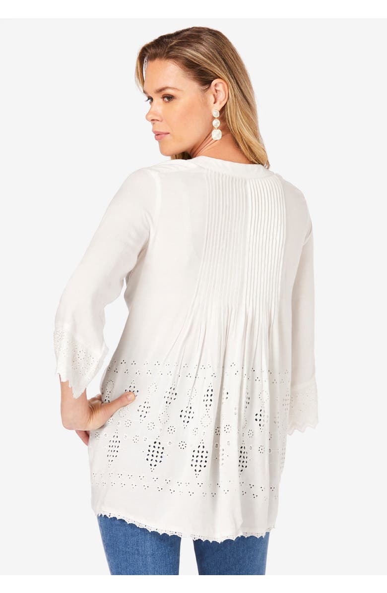 Roaman's Eyelet Big Shirt, Alternate, color, White