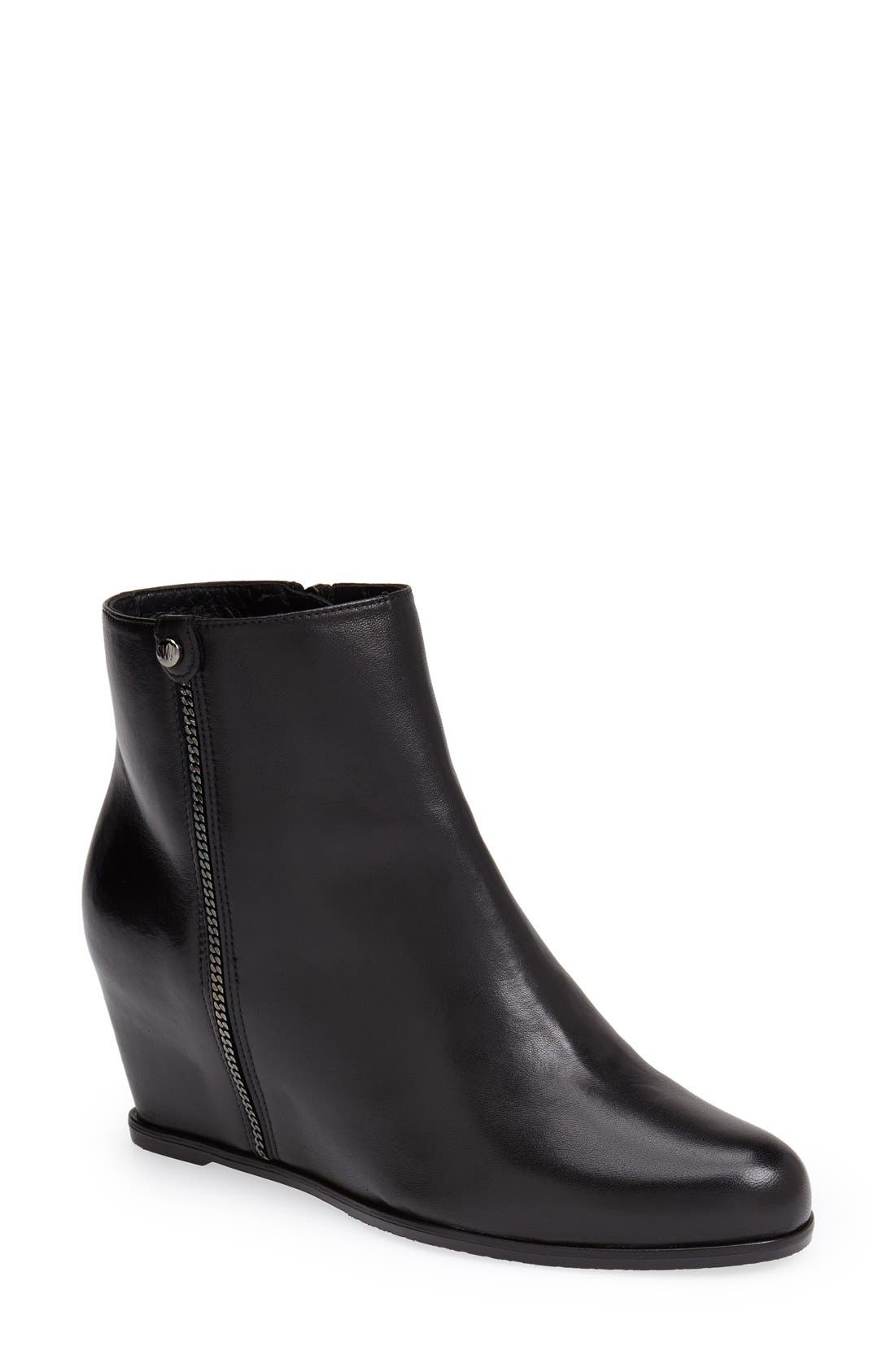 'Sidetrack' Wedge Bootie, Main, color, BLACK NAPPA