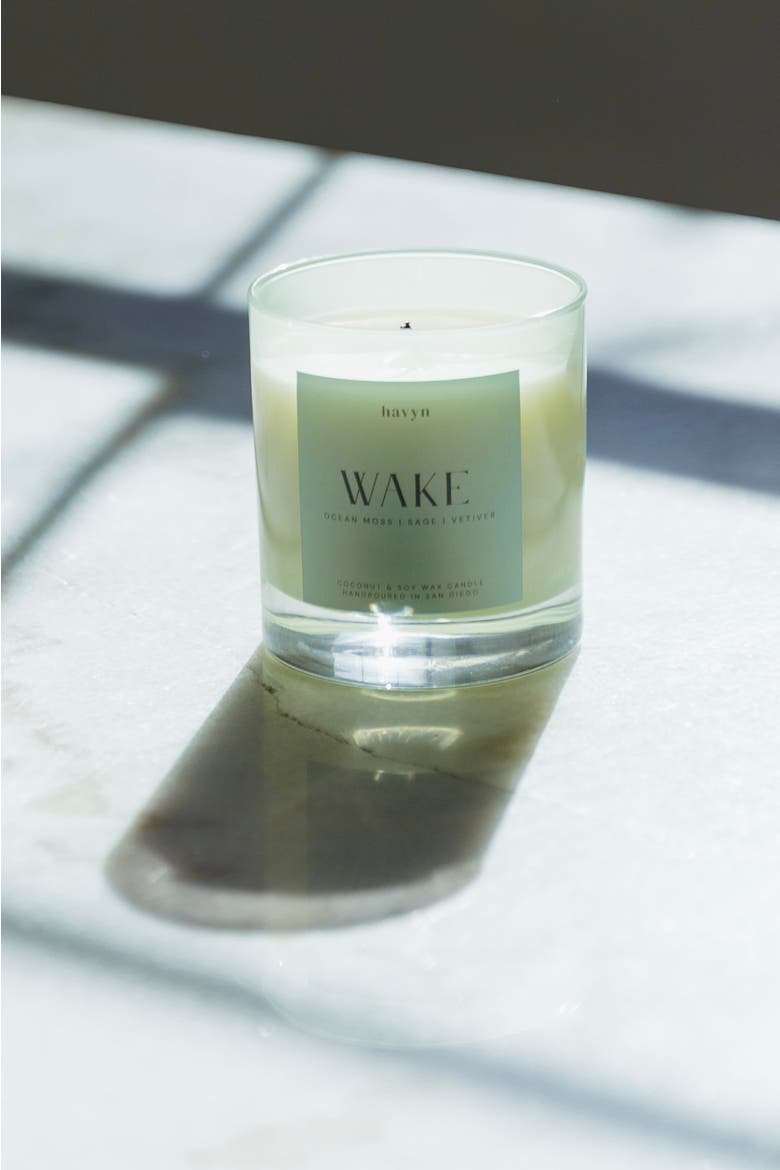Wake (Ocean Moss, Sage, Vetiver) EU Allergen-Free Candle, Alternate, color, 8 oz