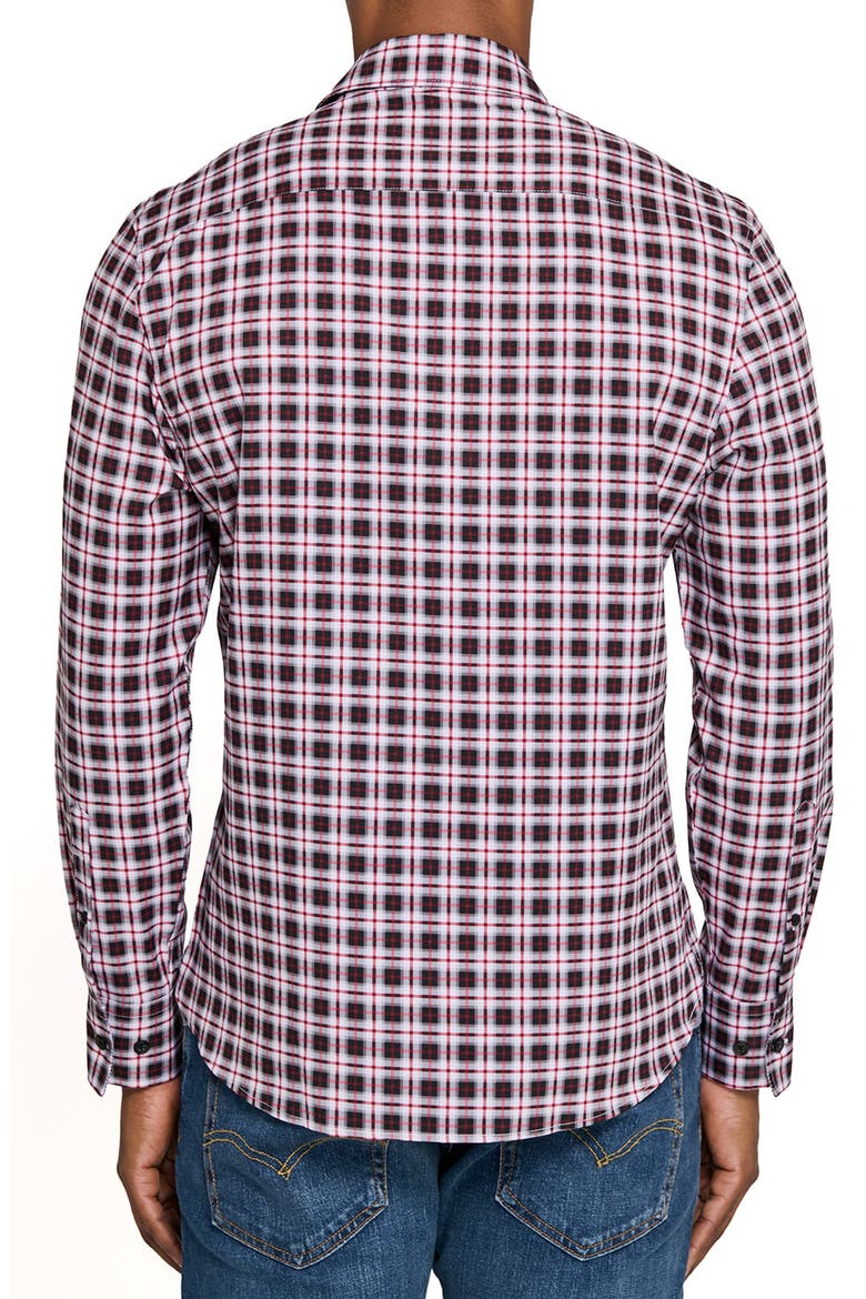 Check Woven Long Sleeve Basic, Alternate, color, BLACK/RED