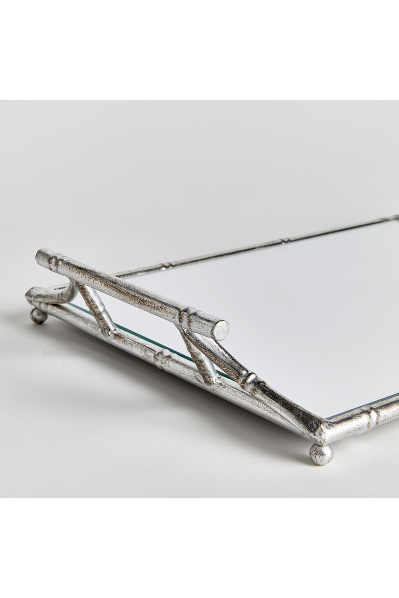 Daphne Mirrored Premium Silver Decorative Table Tabletop Tray w/ Raised Handles, Alternate, color, Silver
