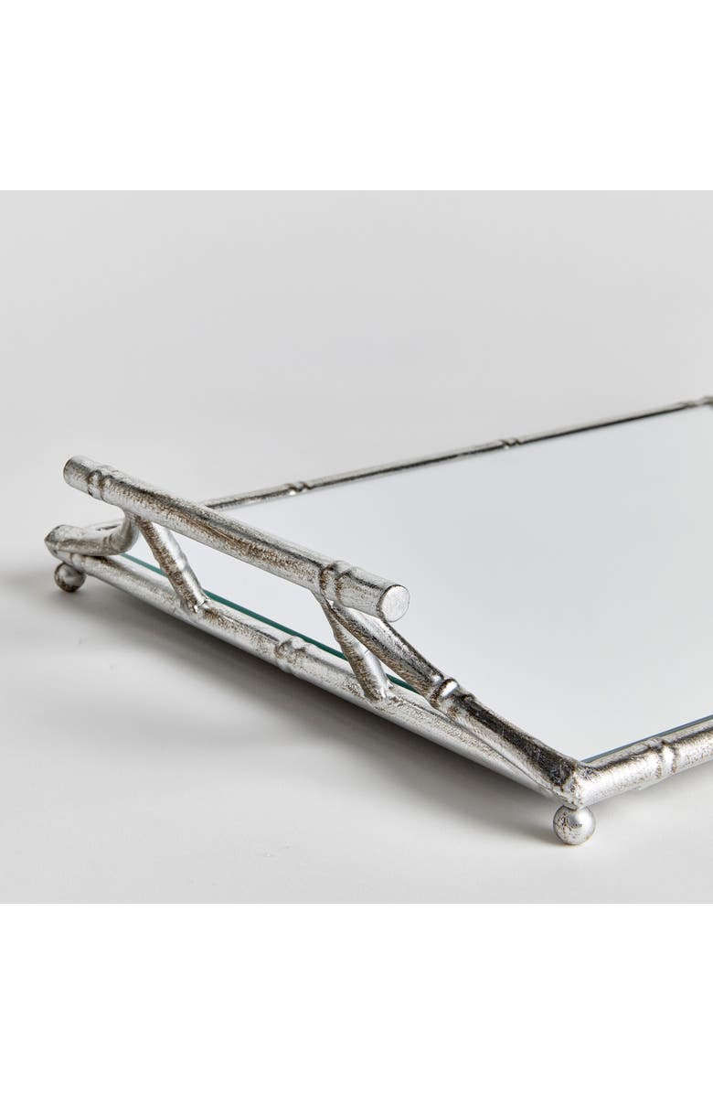 Napa Home & Garden Daphne Mirrored Premium Silver Decorative Table Tabletop Tray w/ Raised Handles, Alternate, color, Silver