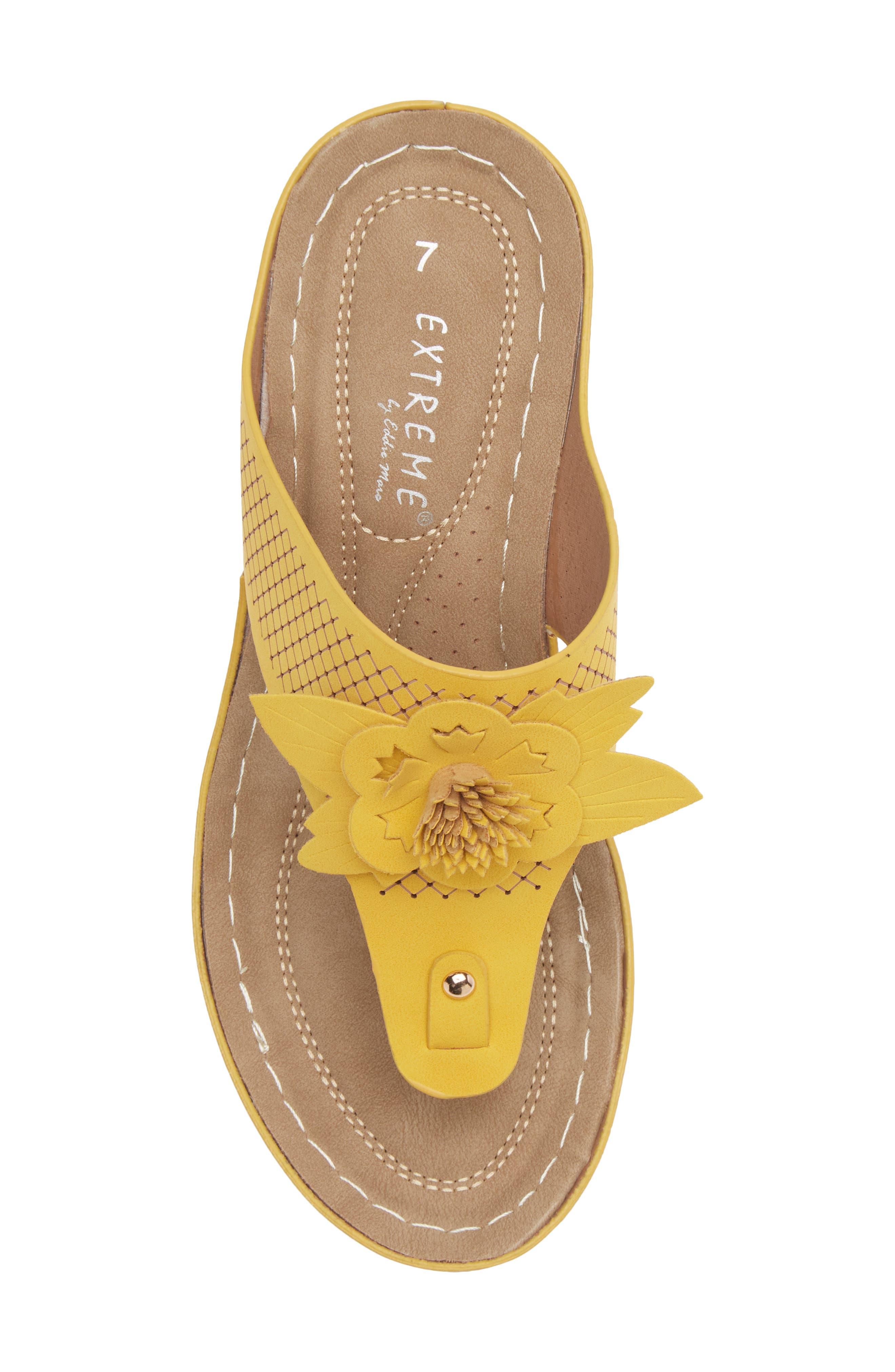 Yaz Floral Appliqué T-Strap Sandal, Alternate, color, YELLOW
