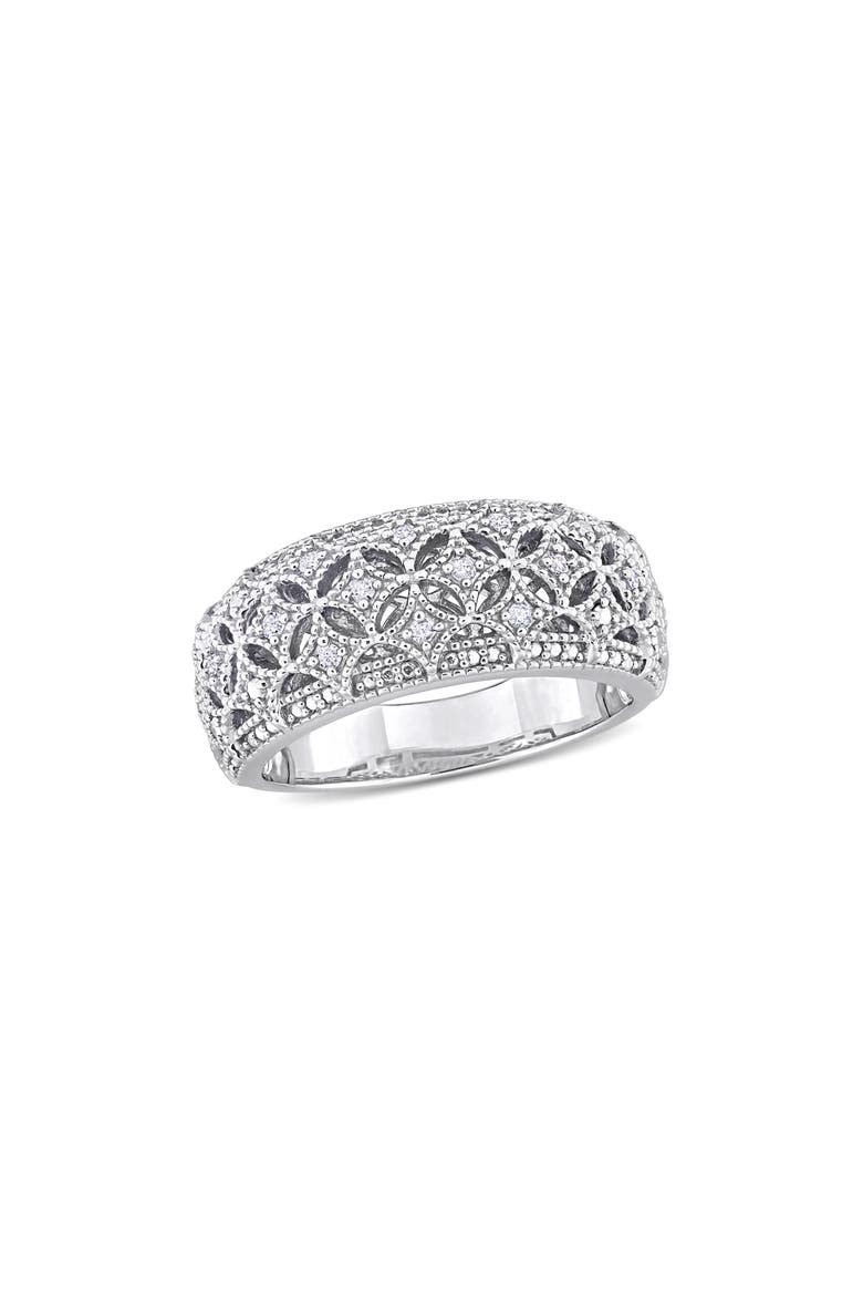 Sterling Silver Diamond Wide Band Ring - 0.096ct, Main, color, SILVER