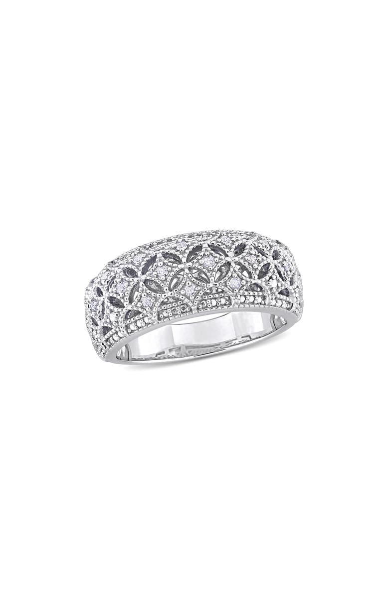 DELMAR Sterling Silver Diamond Wide Band Ring - 0.096ct, Main, color, Silver