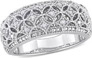 DELMAR Sterling Silver Diamond Wide Band Ring - 0.096ct