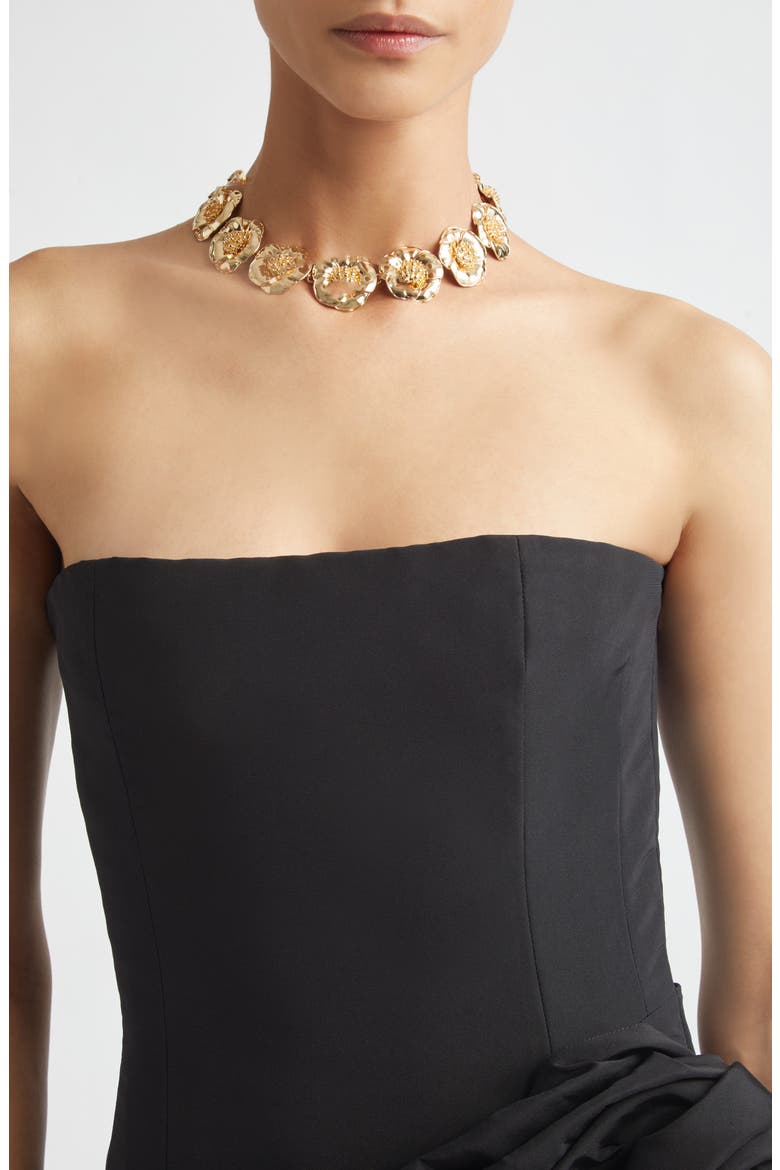 Flower Collar Necklace, Alternate, color, GOLD