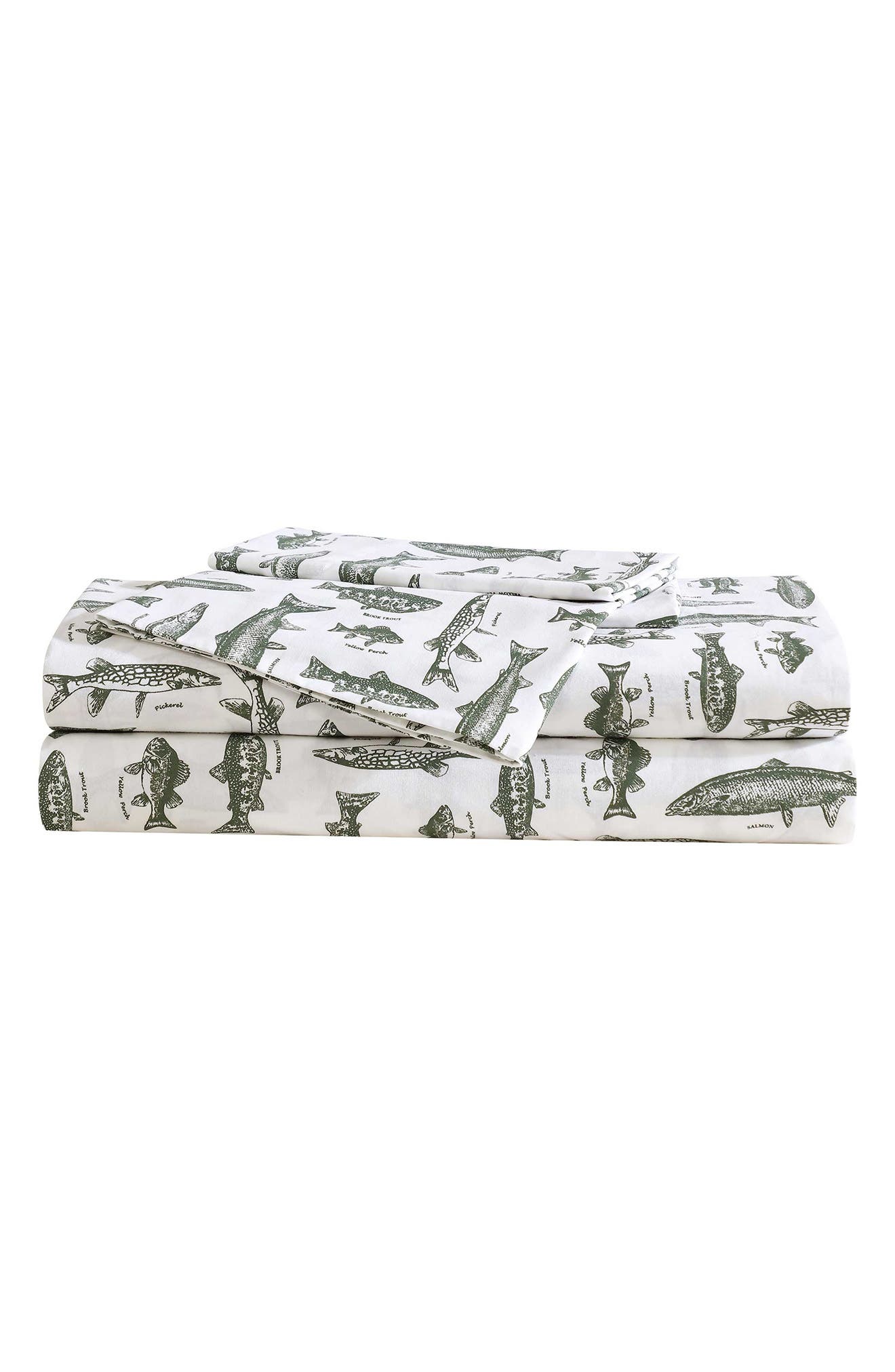 Eddie Bauer Wes Fish 200 Thread Count Cotton Percale Queen Sheet Set