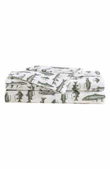 Eddie Bauer Wes Fish 200 Thread Count Cotton Percale Queen Sheet Set