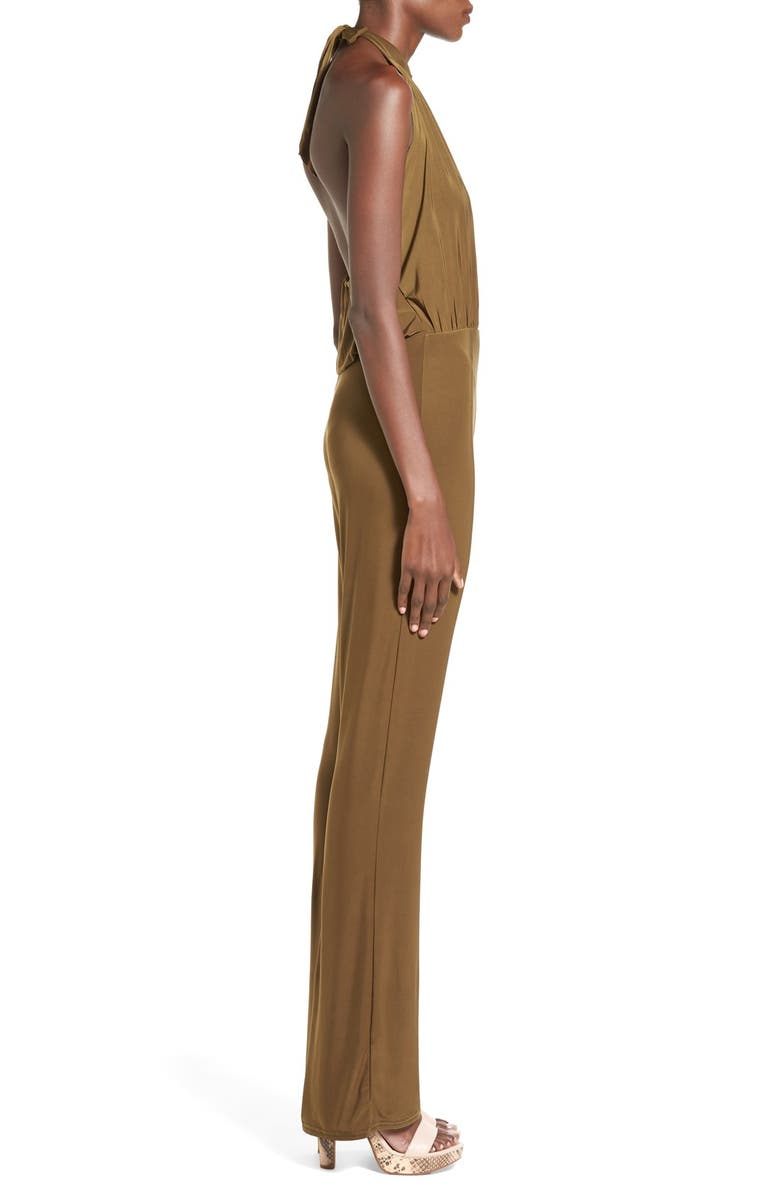 Missguided Split Front Halter Jumpsuit, Alternate, color, 