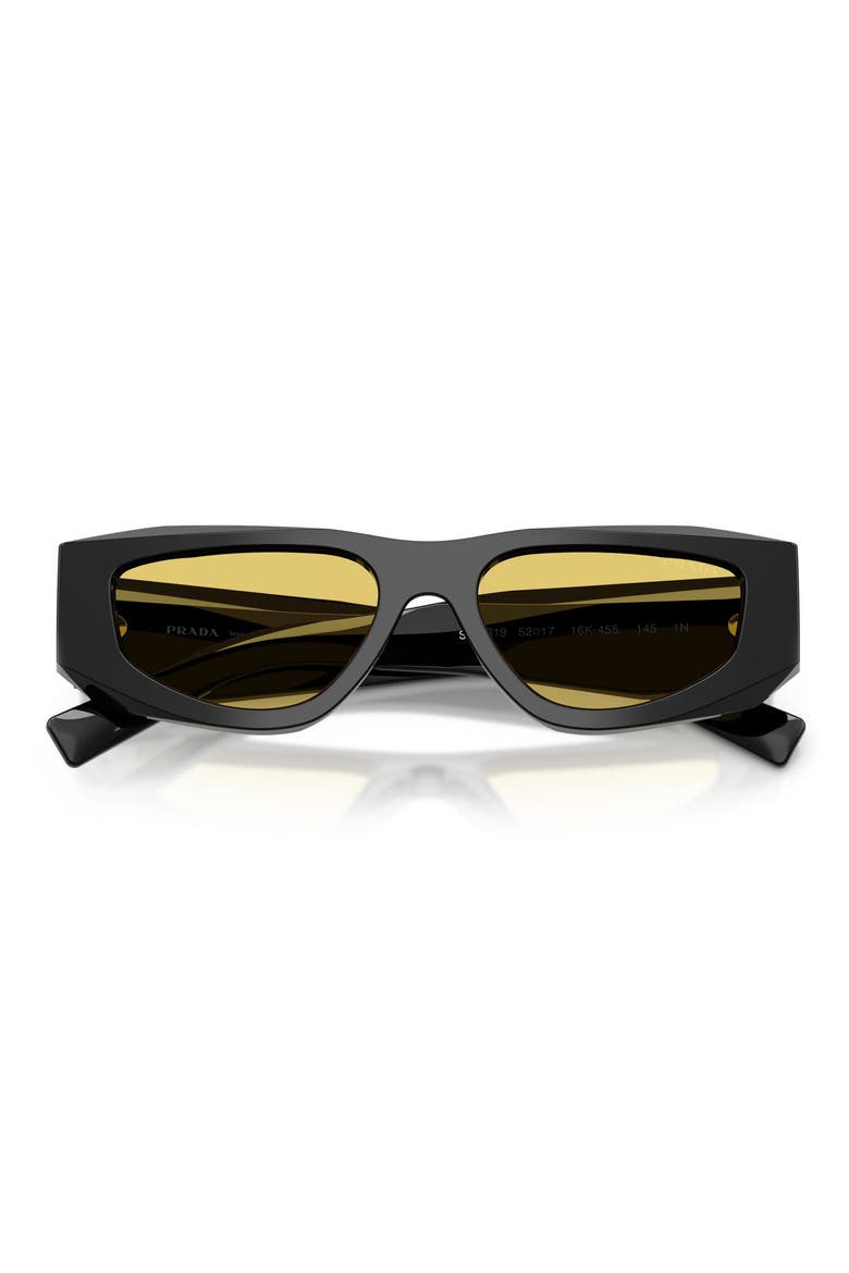 52mm Pillow Sunglasses, Alternate, color, BLACK / YELLOW