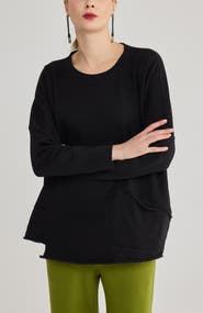 LUUKAA Alma Crew Neck Asymmetric Knit Top