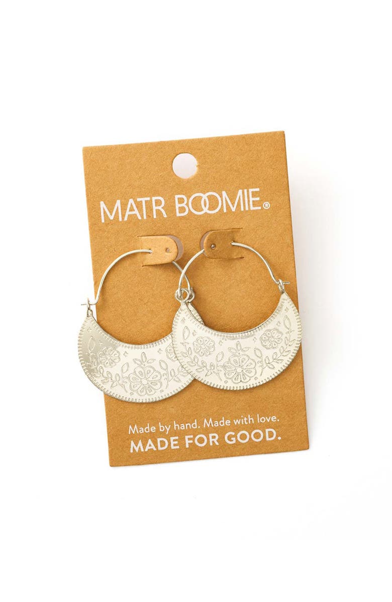 Matr Boomie Haveli Etched Hoop Earring, Alternate, color, Silver